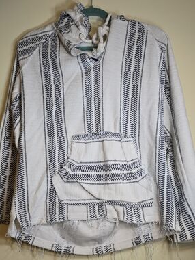 Ocean Drive Cream and Black Striped Baja Hoodie